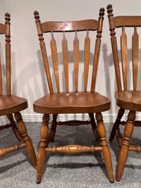 4 solid oak arrow back style kitchen chairs