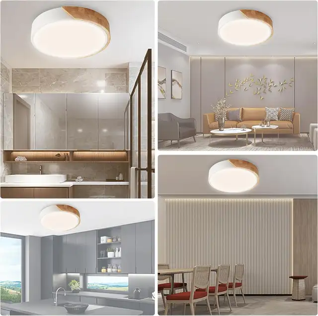 Modern Flush Mount Ceiling Light, 24W LED Wood Light, 3000K/4500 in Indoor Lighting & Fans in Mississauga / Peel Region - Image 5