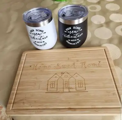 2 Wine Tumblers and Cutting Board, new, View more