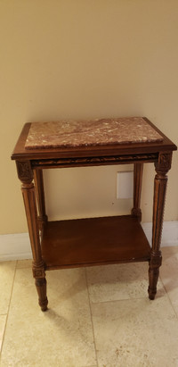 Marble top and wood side table