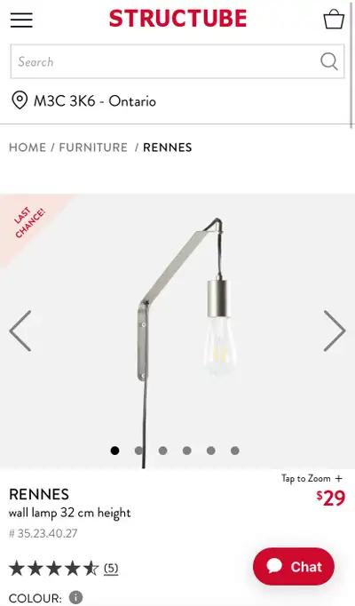 New in box Structube Rennes wall lamp, View more