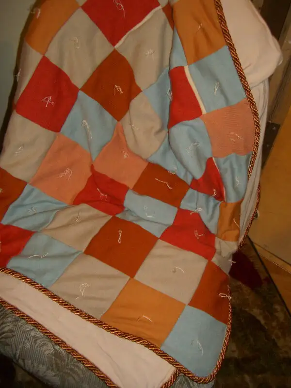 HAND MADE QUILTS 1 of a kind CASHMERE, SILK, COTTON  METALLIC in Bedding in City of Toronto - Image 6