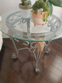 Glass and Metal base side table 