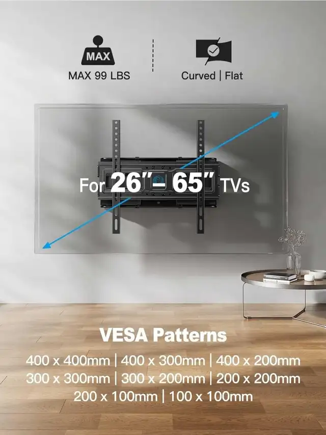 Full Motion TV Wall Mount for 26-65” TVs | Tilts & Swivels in Video & TV Accessories in City of Toronto - Image 9