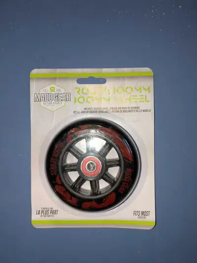 MADD 100MM WHEEL for Scooters., Madd 100mm wheel for replacement for most scooters $10 new in box Ca...