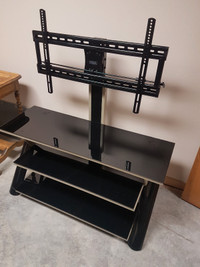 New 3 Level Glass TV Stand with Swivel Mount 