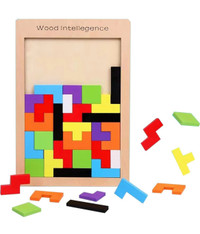 New Colorful Wooden Geometric Pattern Blocks 3D Russian Blocks J