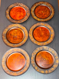 6 13" D Faux Antique Copper Finish Charger Plates