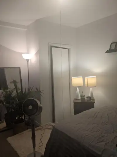 Bonjour, J'ai une très belle chambre dans un DEMI sous-sol avec grande fenêtre sur Queen-Mary. Laveu...