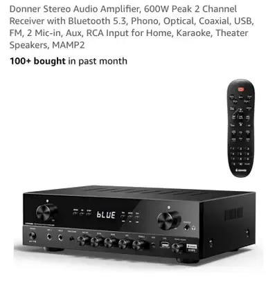 New Donner Stereo Audio Amplifier Receiver with Bluetooth MAMP2, View more