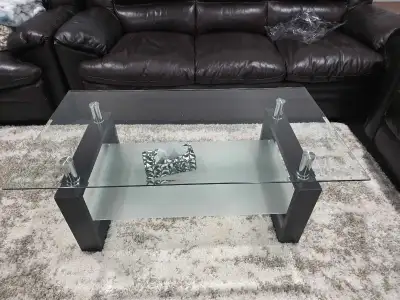 1 glass coffee table and 1 side table