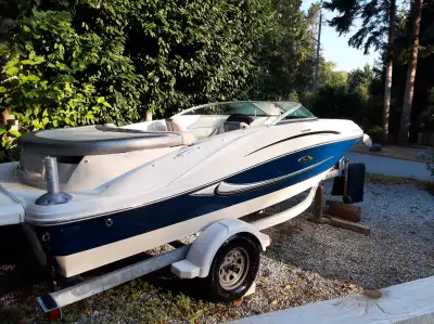 This boat has been garage kept and trailer has new disc brakes and new master cylinder on a swing to...