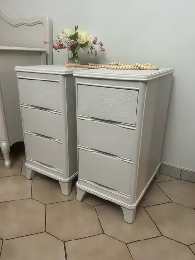 SOLD. Refinished vintage pair of nightstands, View more