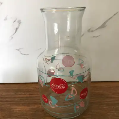 Hard to Find! Vintage Coca Cola Carafe Atomic Pink Turquoise, View more
