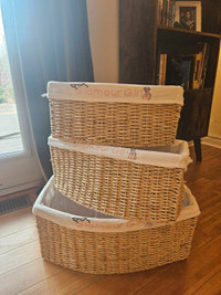 Three wicker baskets