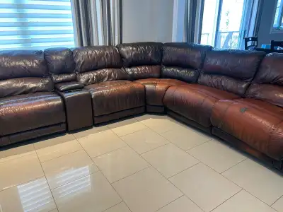 Leather Sectional Reclining Sofa, View more