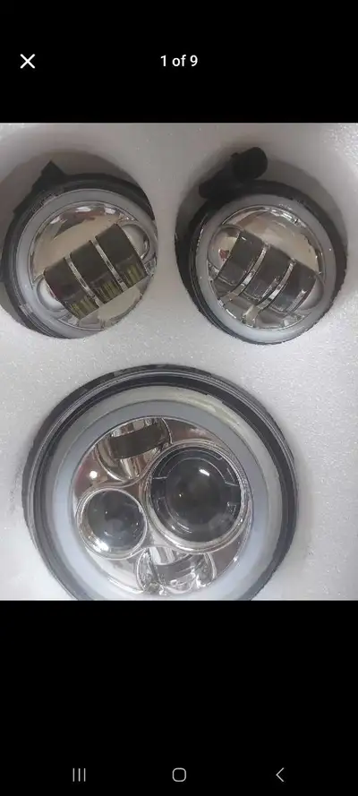 motorbike led headlight 7" and 2 lamps 5: brand new , View more