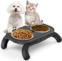 LANGROUP ELEVATED PET BOWLS, ADJUSTABLE RAISED