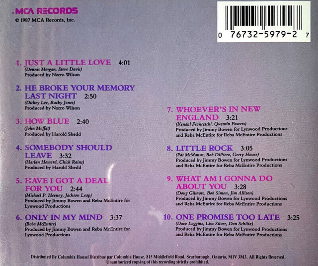 CD: REBA McENTIRE, Reba McEntire's Greatest Hits (10mcx) dans CD, DVD et Blu-ray  à Ville de Québec - Image 2