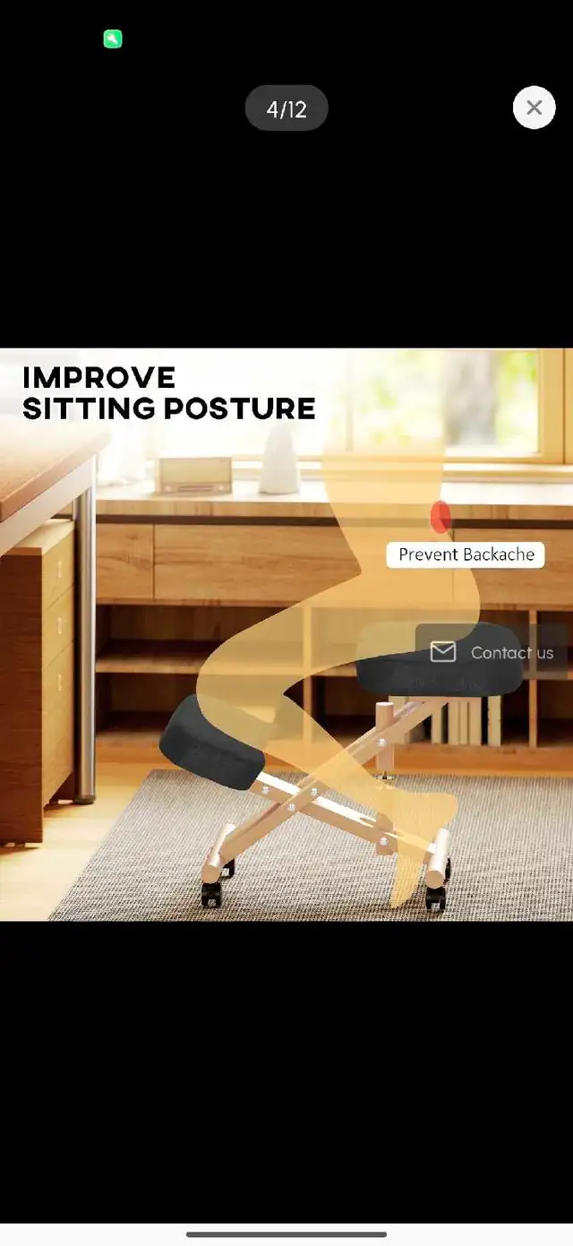Ergonomic Kneeling Chair, Posture Chair with Rubberwood Frame in Chairs & Recliners in Markham / York Region - Image 11