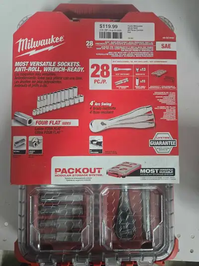 Milwaukee 28 Piece 3/8 Inch Drive SAE Ratchet and Socket Set, View more