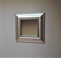 Square Framed Decorative Mirror -- Silver with Gold Undertones