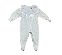 Colimaçon Baby One Piece Ivory Footed Pajama with Satin Details 