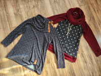 Womens sweaters/sweatshirts (size Med) polka dot $10 ea/$15 BOTH