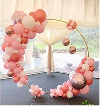 LANGXUN Large Size 7.2ft Gold Metal Round Balloon Arch kit Decor