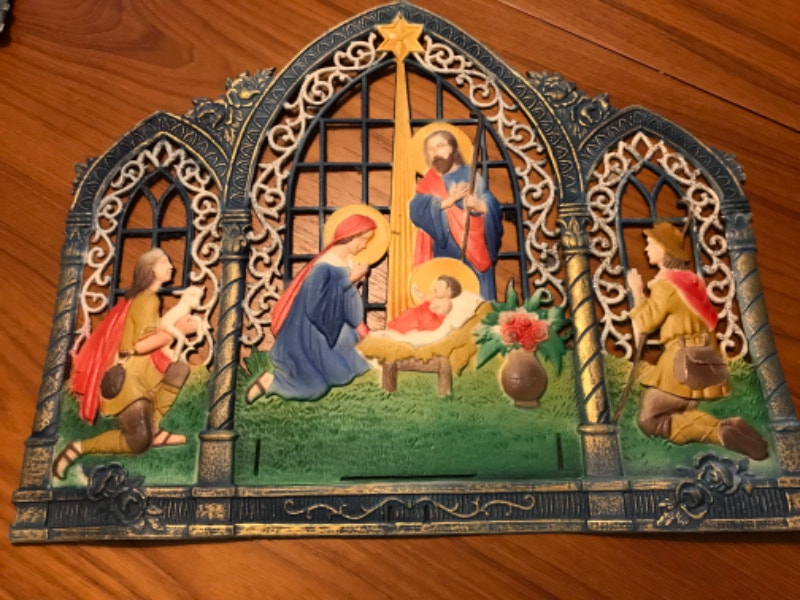 Vintage Christmas Nativity Die Cut Calendar Topper German 19*15 Arts & Collectibles Winnipeg