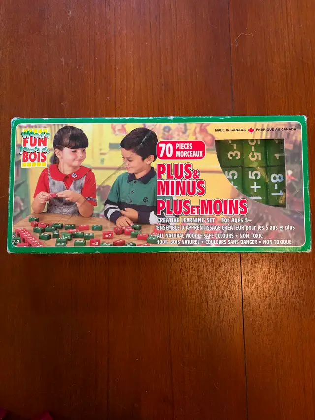 Vintage Wood'n Fun Plus Minus Creative Learning Set Wooden Block in Toys & Games in City of Toronto - Image 3