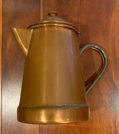 PRICE REDUCED !!! NOW ONLY $90 !!! Vintage copper coffee pot made in Portugal. The body and lid are...