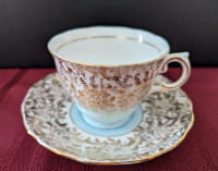 Colclough Bone China Tea Cup And Saucer Set Blue Gold Flowers Fi