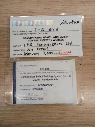 I am certified asbestos worker looking for work, View more