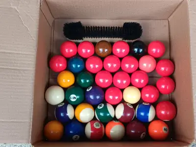 Pool Table Billiard Balls and Brush Incomplete sets