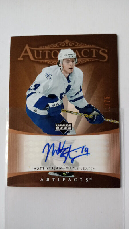 2005-06 Artifacts Autofacts gold AF-ST Matt Stajan 1/100 Toronto in Arts & Collectibles in St. Catharines - Image 2
