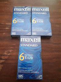 Lot of 3 maxell  video cassette VHS standard 6 hours new t-120