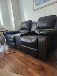 2 Seat Reclining Dark Brown Couch