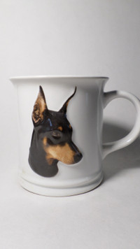 -NOT USED- 3D Portrait Doberman Dog Coffee / Tea Mug