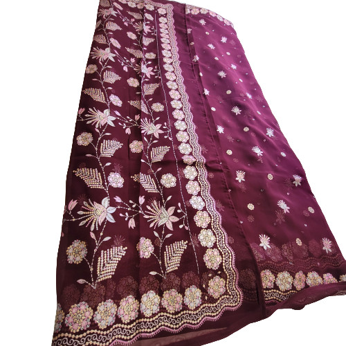 Maroon Saree Sequin Floral Pre Stitched READY TO WEAR Saree NEW in Women's - Dresses & Skirts in St. Catharines - Image 2