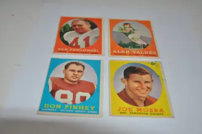 Topps football cards lot of 4 1958 # 6-19-26-34 cfl football lea, View more