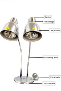 Food Heat Lamps with Dual 250w Bulbs