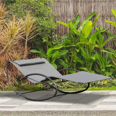 Double Chaise Lounger Garden Rocker Sun Bed Outdoor Hammock Chai, View more
