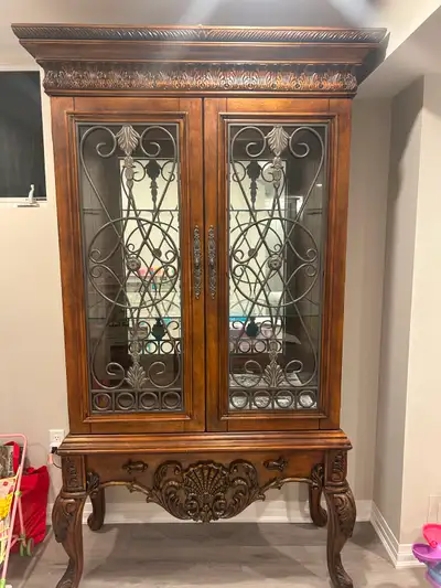 Beautiful Ornate Wooden China Cabinet, View more