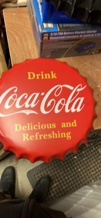 Coca cola bottle cap tin sign - 15 inch