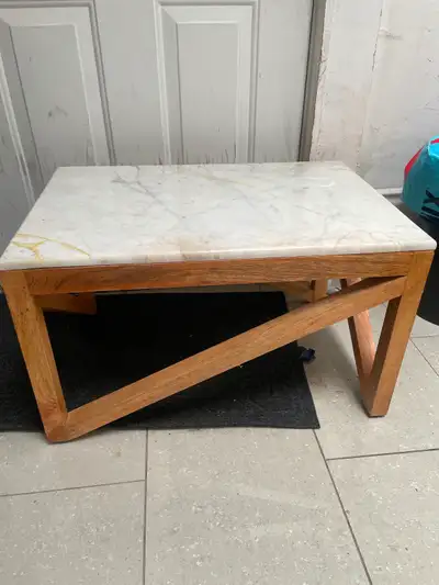 Marble Top Coffee Table with Wood Base, View more