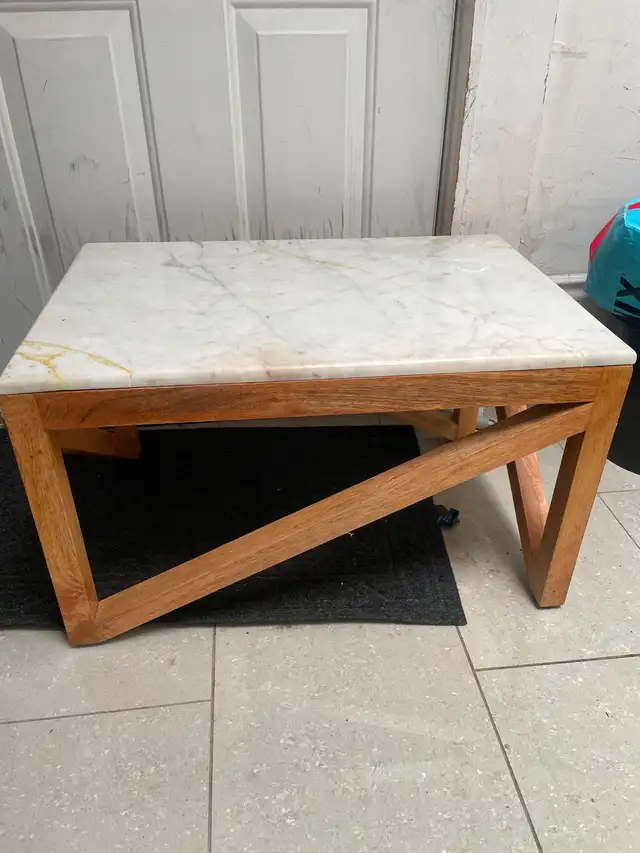 Marble Top Coffee Table with Wood Base in Coffee Tables in City of Toronto - Image 2