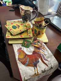 Rooster kitchen collectibles, 17 pieces 