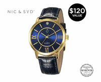 Ladies Athena Rose Gold & Mens Midnight Blue Watch /Leather Band