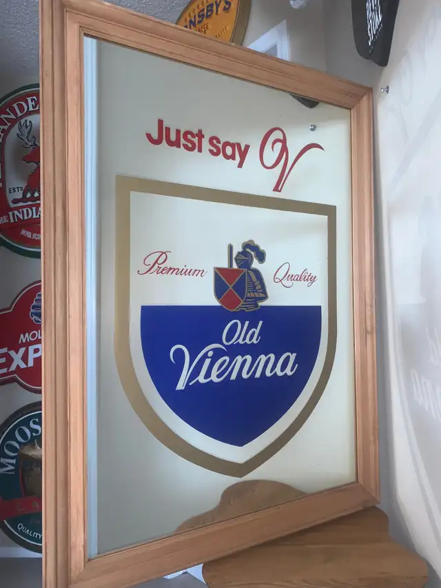 Vintage Huge Old Vienna OV beer bar sign mirror excellent in Arts & Collectibles in Calgary - Image 4